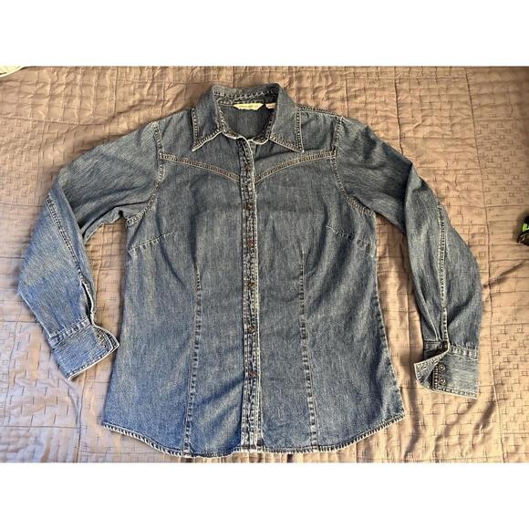 Men’s Eddie Bauer Western Denim Shirt size Large (Tall) - Picture 1 of 9